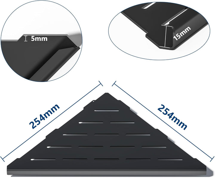 Neodrain Duschablage Edelstahl Eck-Duschregal Schwarz Eckregal Fliesen Eingelassen für Badezimmer, S