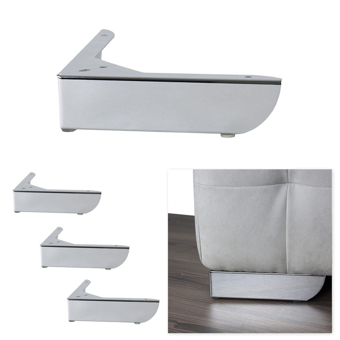 P17 - GROSSETO New | Set 4 Metallfüsse +16 Schrauben | Finish: Chrom | Masse: Höhe 5,5 cm Länge und