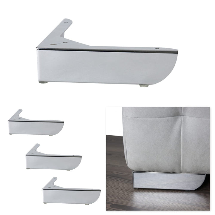 P17 - GROSSETO New | Set 4 Metallfüsse +16 Schrauben | Finish: Chrom | Masse: Höhe 5,5 cm Länge und