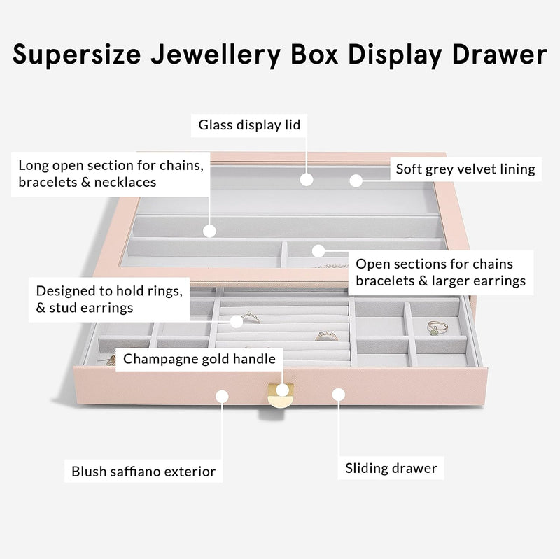 Stackers Blush Supersize Jewellery Box Display Drawer Blush Pink, Blush Pink