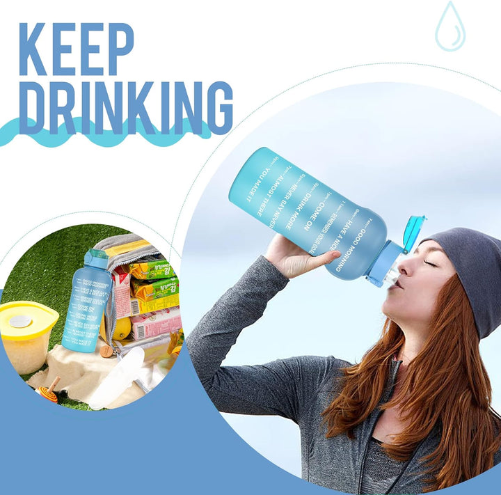 2 Liter Trinkflasche [BPA Frei Tritan], 2L Sportflasche mit Zeitmarkierung und Fruchtfilter, 2000ml