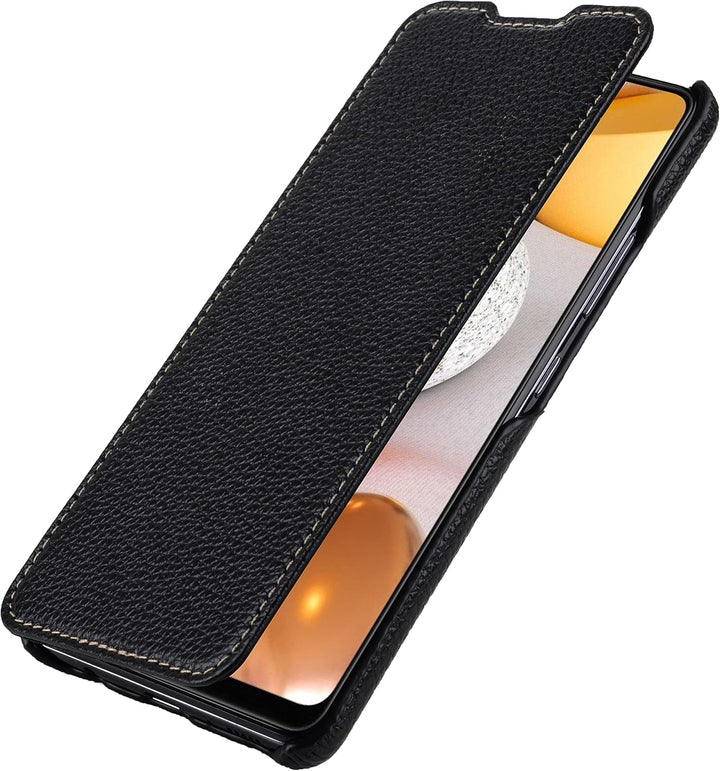 STILGUT Book Case kompatibel mit Samsung Galaxy A42 5G Hülle aus Leder zum Klappen, Klapphülle, Hand