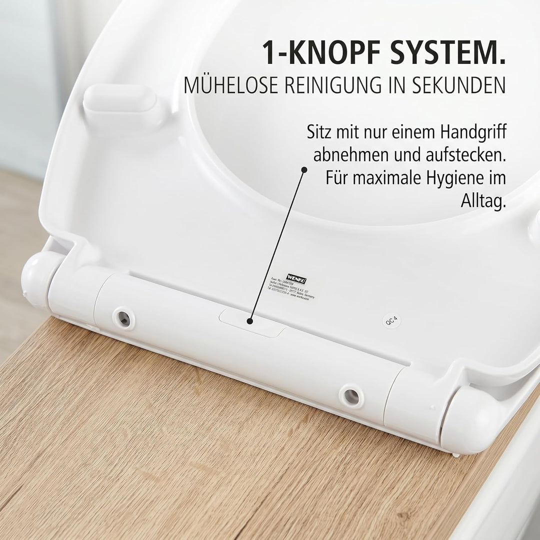 ONBEST WC-Sitz mit Absenkautomatik - D-Form Klodeckel aus weissem Duroplast - Abnehmbare Klobrille m
