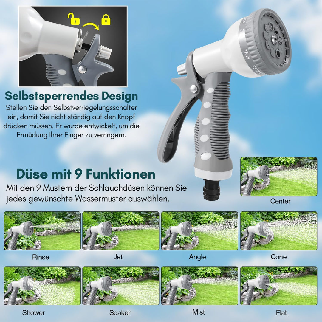 Schlauchtrommel 20m, Gartenschlauch Trommel mit Handbrause, Aufroll-Automatik Schlauchbox, Schlaucha