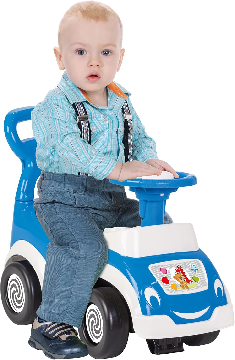 Rutschauto blau mit Formsortierfach | Rutscherfahrzeug für Kinder ab 12 Monate | Lauflernhilfe und S