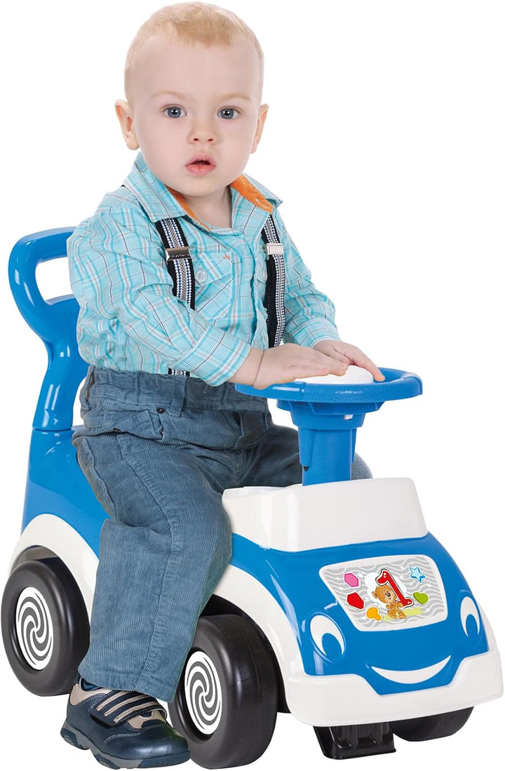 Rutschauto blau mit Formsortierfach | Rutscherfahrzeug für Kinder ab 12 Monate | Lauflernhilfe und S