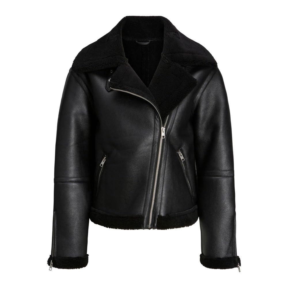 JACK & JONES Damen Jxlee Aviator Faux Shearling JKT OTW Sn Jacke XS Schwarz, XS Schwarz