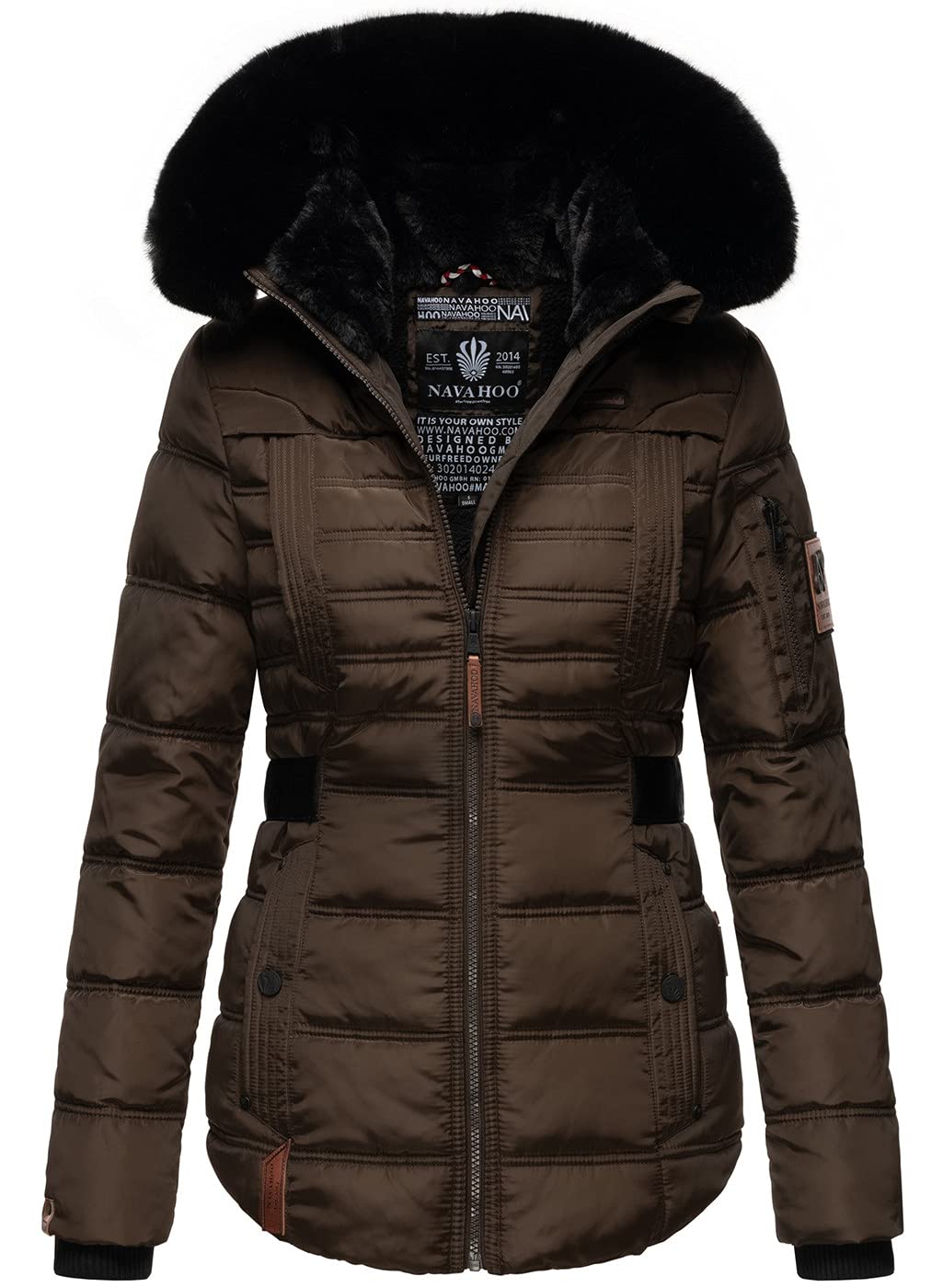 Navahoo Designer Damen Winter Jacke Steppjacke Winterjacke Stepp gesteppt B844 S Braun, S Braun