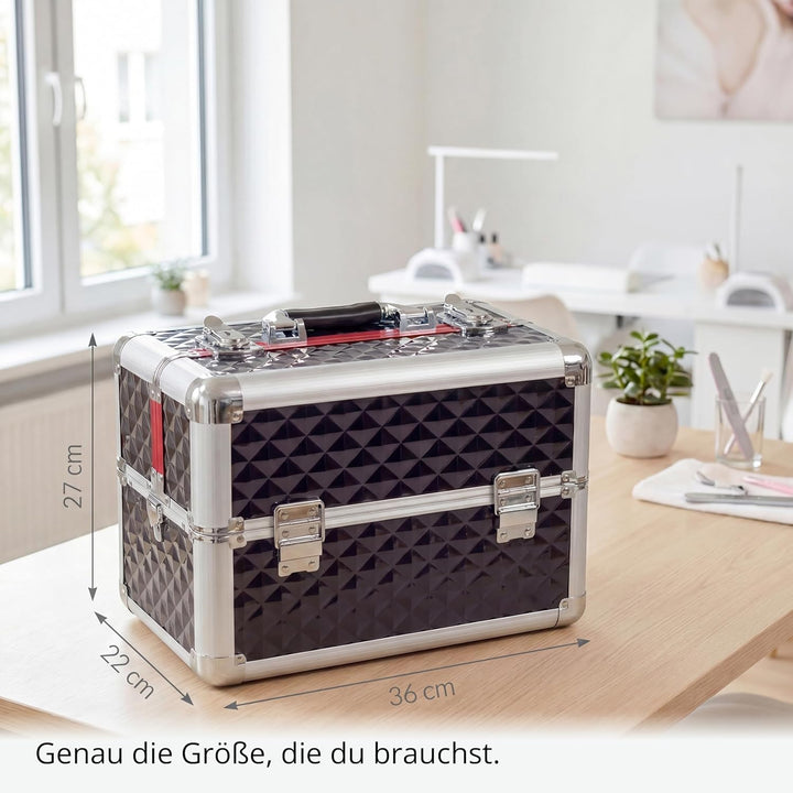 N&BF Kleiner Profi Kosmetikkoffer in Lila | Robust Dank ABS Kunststoff & hochwertigen Alu | Abschlie