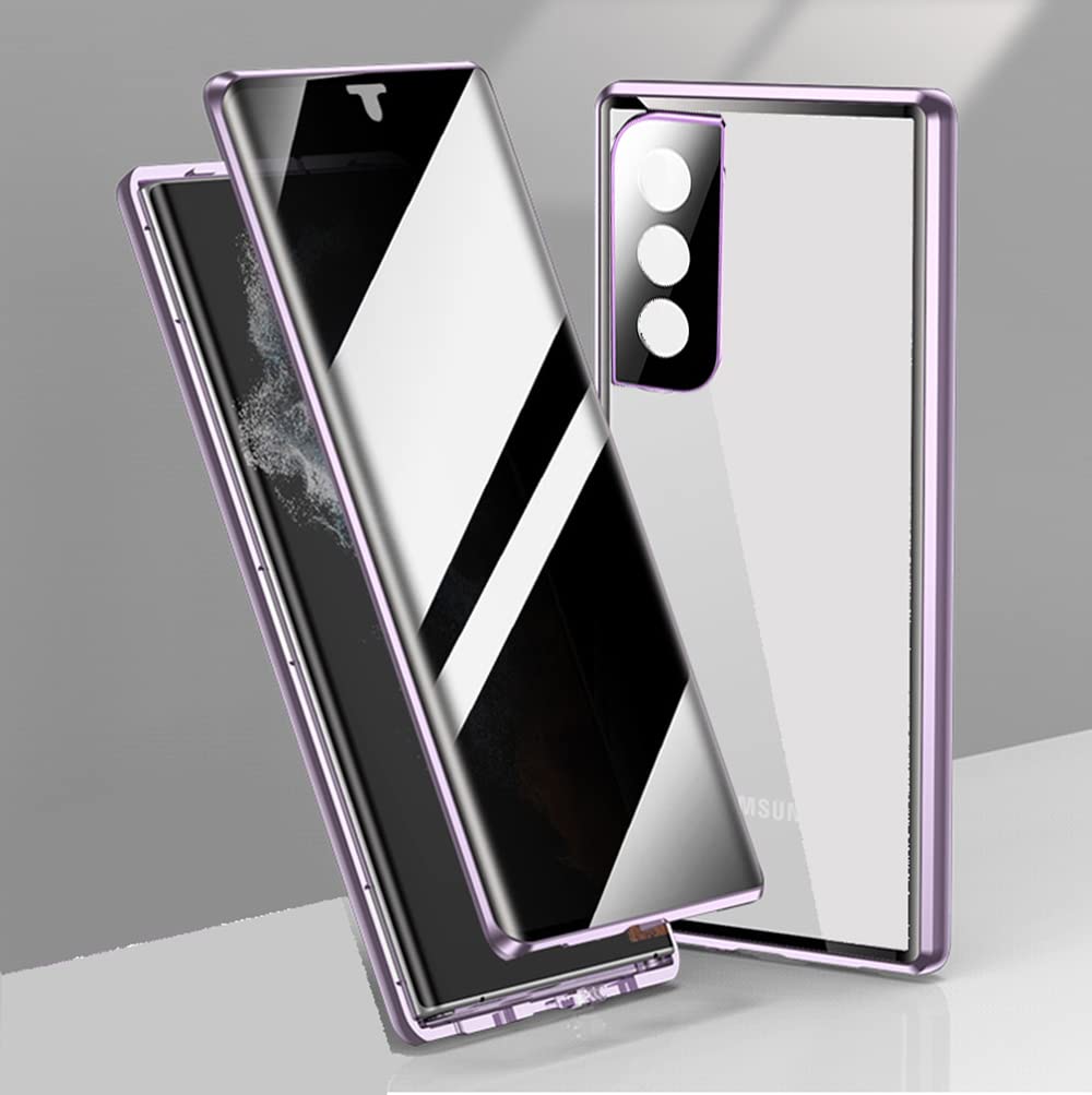 CeeEee Anti-Spy Case für Samsung S22+ Hülle 5G Ultra Dünn Magnetische Cover mit Dual Gehärtetem Glas