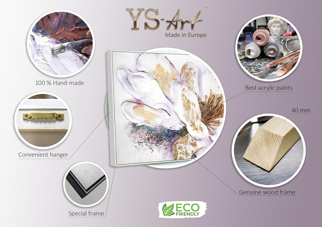 YS-Art Abstrakt Stil Acryl Gemälde auf Leinwand Pfingstrose handgemalte Wandbilder Wohnzimmer modern