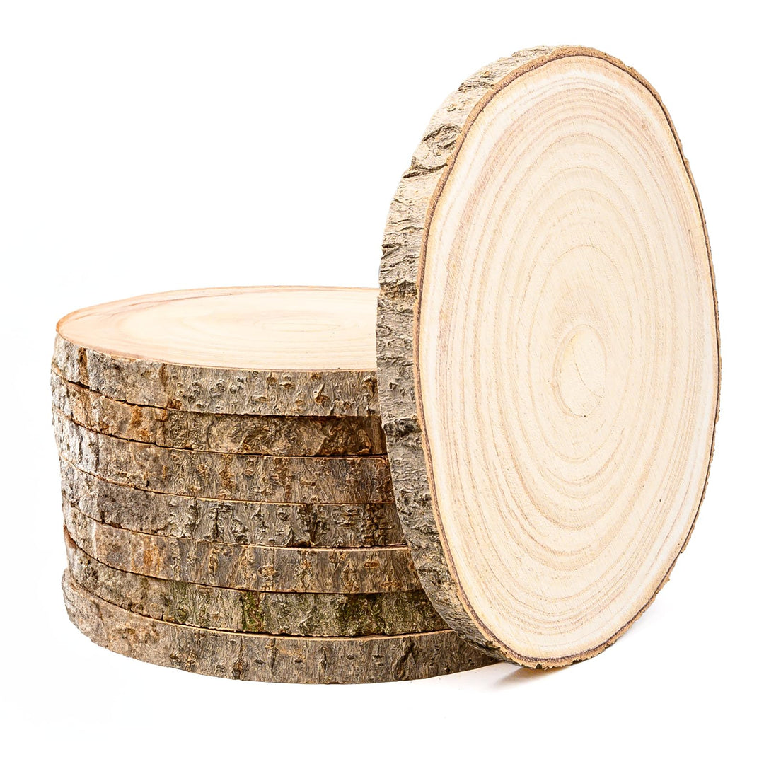 8 Stück Holzscheiben Set, 25 cm Rund Handwerk Holzscheiben für DIY Deko | ohne Loch Natürliche Baums