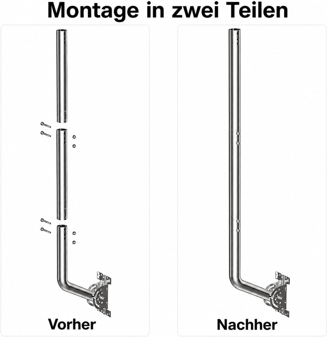 Universeller Antennenmast für Fernseh-, Satelliten-, Radio- und WLAN-Antennen - Verstellbarer Stände