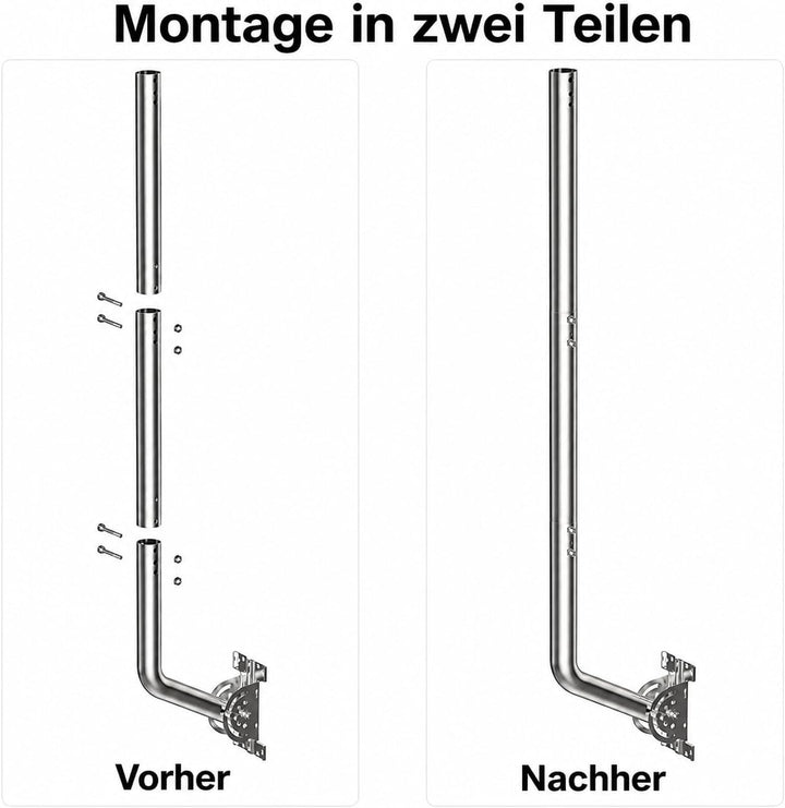 Universeller Antennenmast für Fernseh-, Satelliten-, Radio- und WLAN-Antennen - Verstellbarer Stände