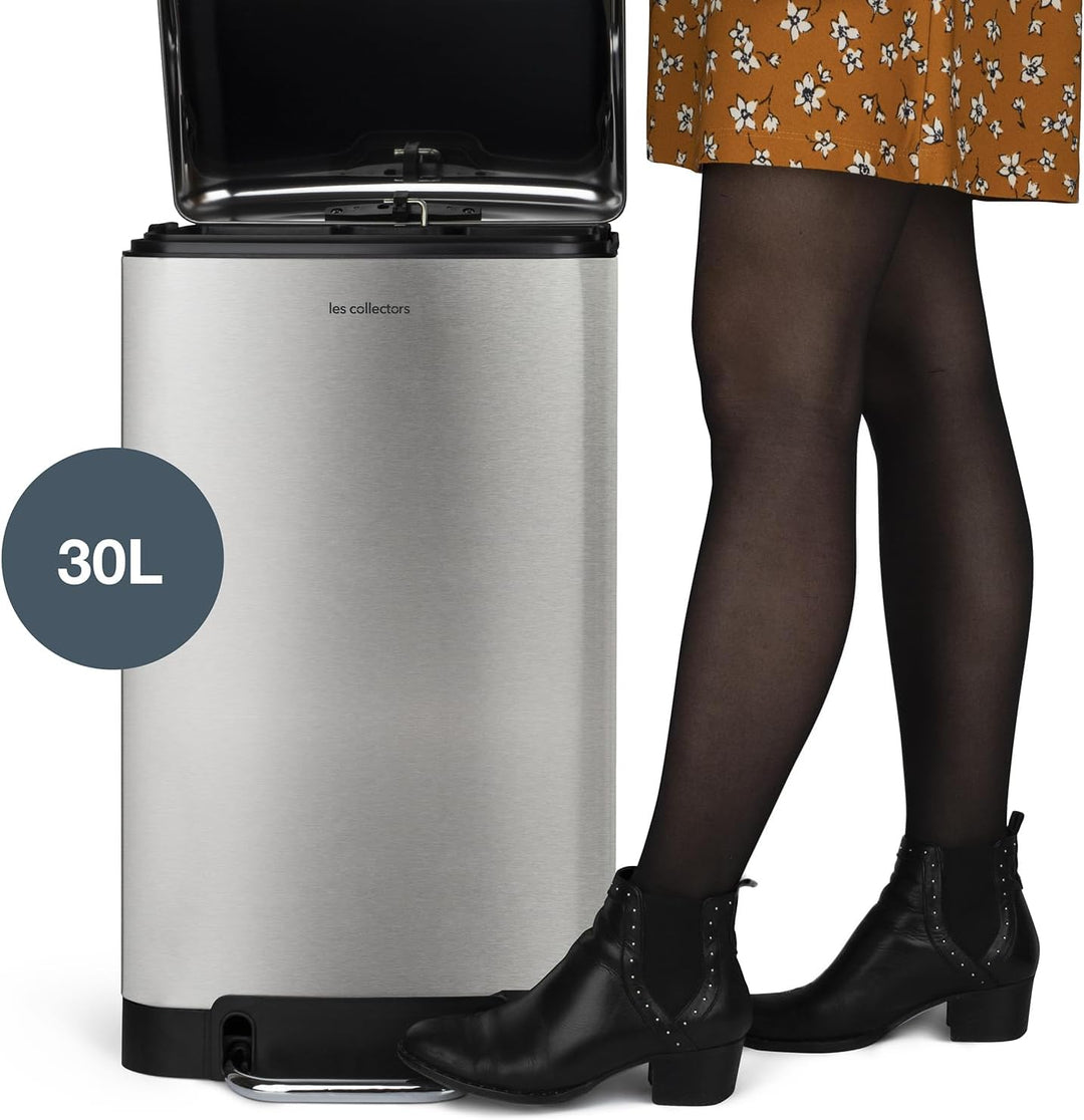 Les Collectors Tret-Mülleimer N°712 / Edelstahl/silber, 30 L/herausnehmbarer Inneneimer/rechteckig,