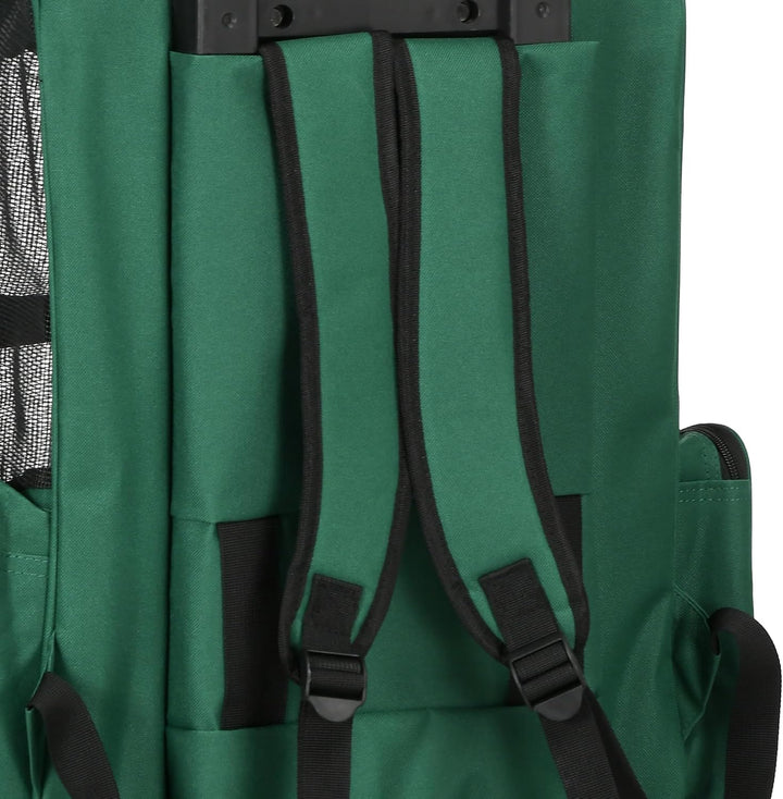 PawHut 2-in-1 Rucksackträger für Haustiere mit Rädern 42x25x55cm Grün | Seitentaschen, Teleskopgriff