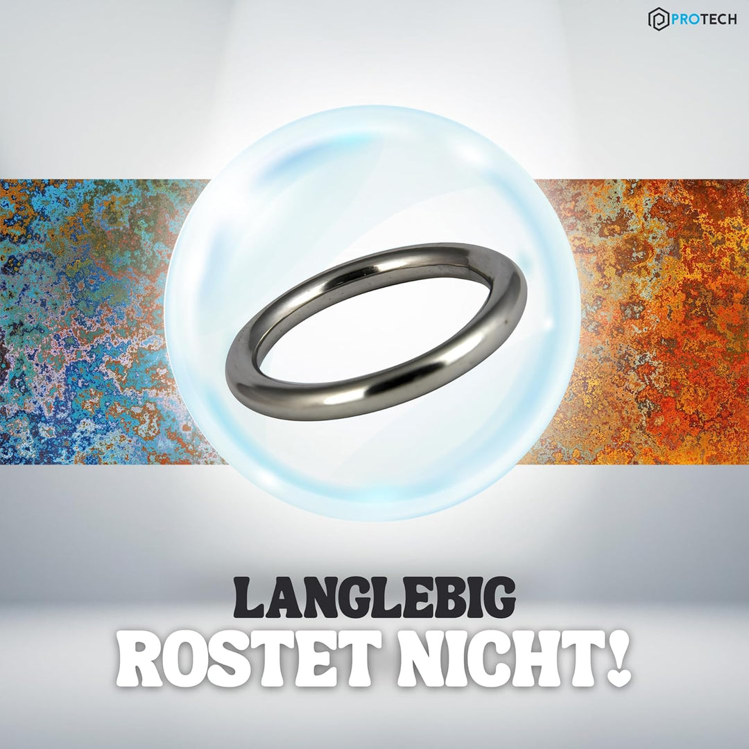 PROTECH 10 Stück O-Ring Edelstahlringe - Ring 12x70mm Rundringe aus rostfreiem Edelstahl A4 V4A gesc