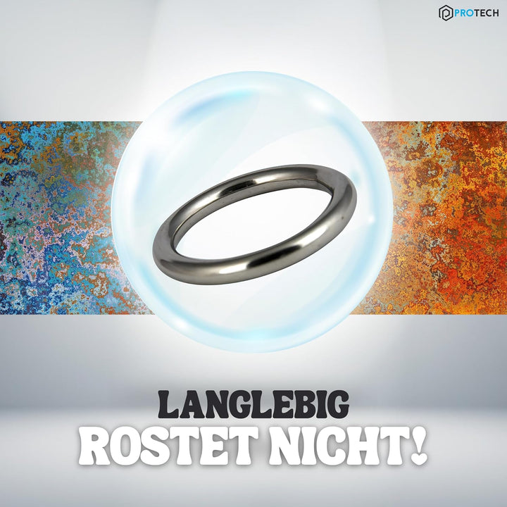 PROTECH 10 Stück O-Ring Edelstahlringe - Ring 12x70mm Rundringe aus rostfreiem Edelstahl A4 V4A gesc