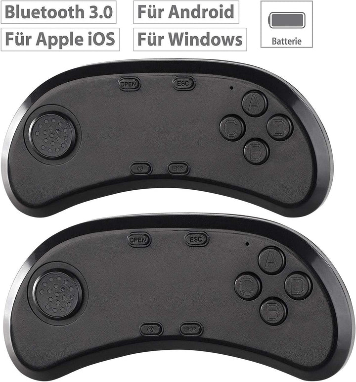auvisio 2er-Set Gamepad & Musik-Controller für VR-Brillen, Bluetooth 3.0