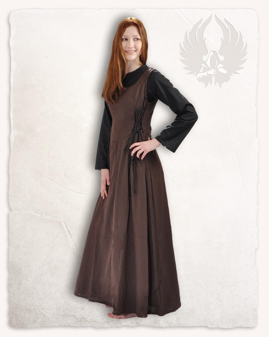 MYTHOLON Uma Kleid Canvas braun, XL, Kleid Mittelalter Damen, LARP, Cosplay, Wikinger XL Braun, XL B