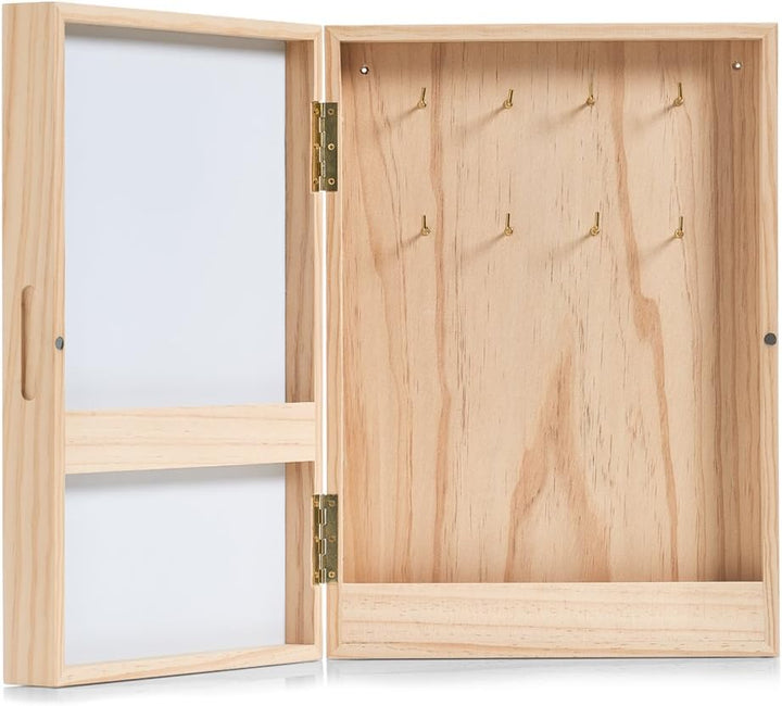 Zeller 15142 Schlüssel-/Memo-Box mit Whiteboard, Holz Schlüsselkasten, Holz, Weiss, 42 x 30 x 8 cm