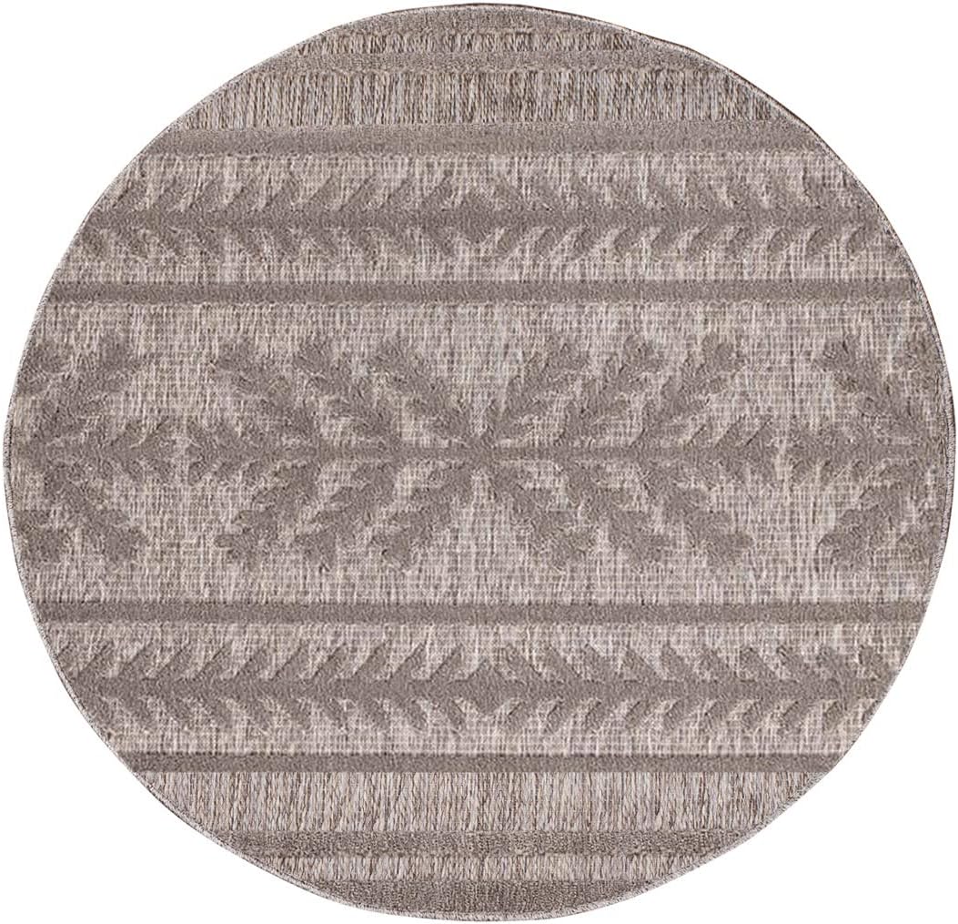carpet city In-& Outdoor Teppich - Rund 120 cm - für Innen-& Aussenbereich - Wetterfest Balkon-Teppi