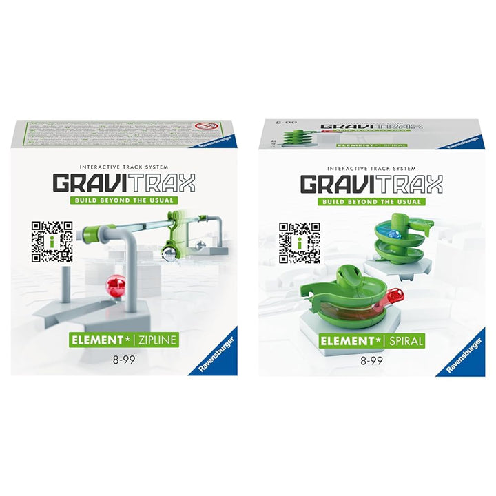 Ravensburger GraviTrax Element Zipline und Spirale - Erweiterung für Deine Kugelbahn, Bundle mit Gra