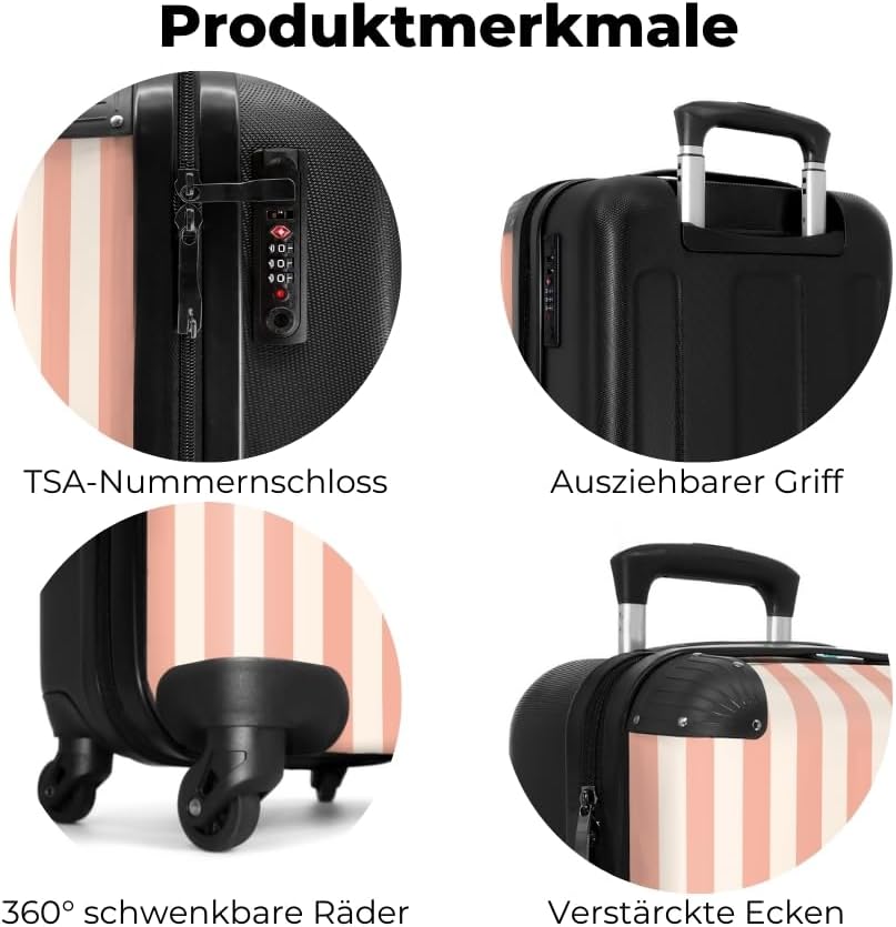 Handgepäck Koffer 55x40x20 Personalisiert - Reisekoffer mit Rollen, Leichtgewicht Hartschalenkoffer,