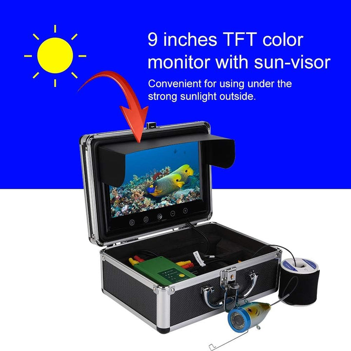 Bewinner Tragbare Unterwasserfischerkamera mit Tragetasche 9 Zoll TFT Monitor 30 LEDs 1000TVL HD Fis