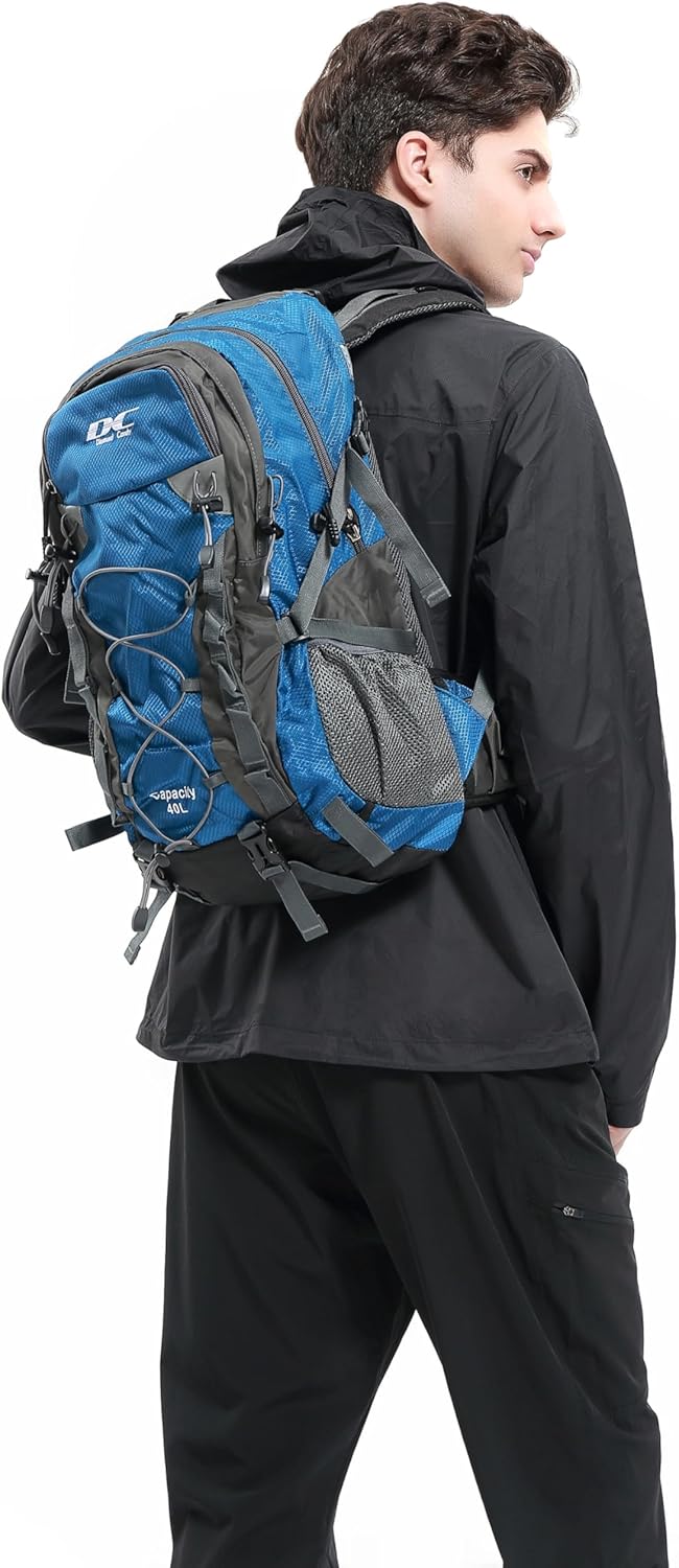 Wanderrucksack 40l Damen Herren Rucksack Wasserdicht Reiserucksack mit Regenschutz Blau, Blau
