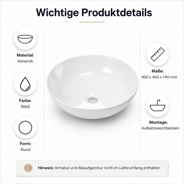 Art-of-Baan® Aufsatzwaschbecken I edles Waschbecken mit Lotus-Effekt I hochwertiges Handwaschbecken