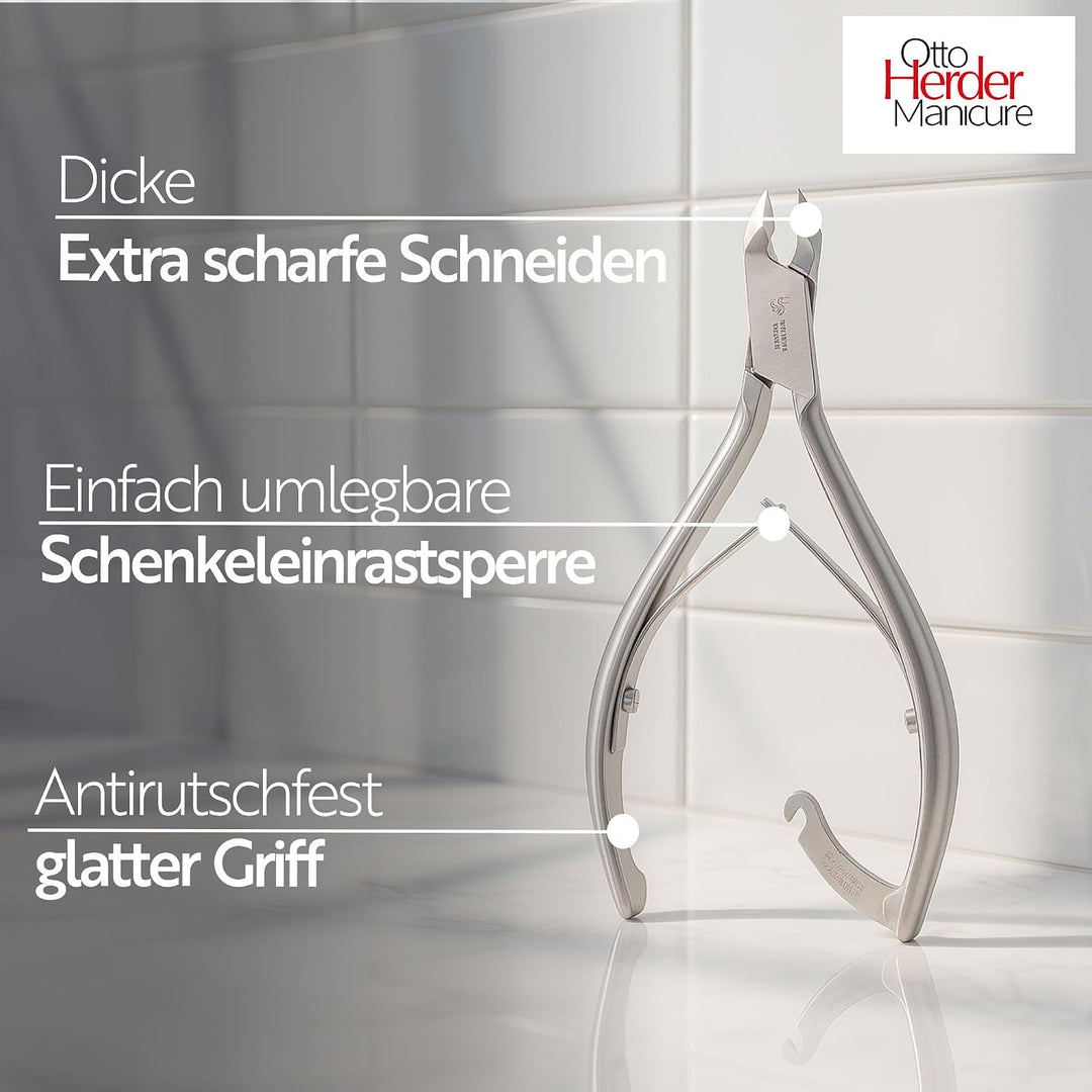 OTTO HERDER NAGELZANGE - Kopfschneider Fussnagelzange für starke Fussnägel 14cm aus Edelstahl 1,6 cm