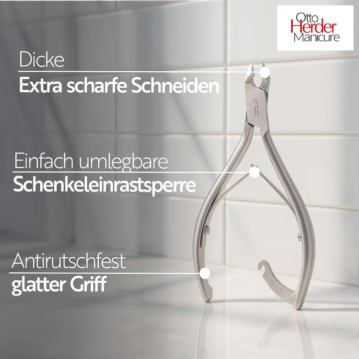 OTTO HERDER NAGELZANGE - Kopfschneider Fussnagelzange für starke Fussnägel 14cm aus Edelstahl 1,6 cm