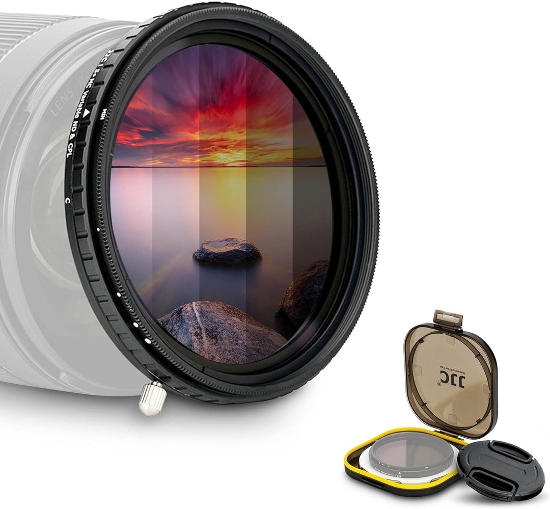 JJC 77 mm Variabler ND2-ND32 ND Filter + CPL Polarisationsfilter, 5-Stop Neutral Graufilter für Cano