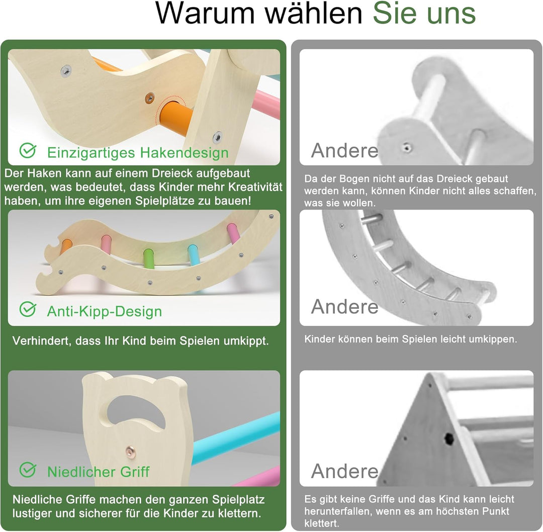 Klettergerüst Indoor Geschenke Junge Mädchen, Montessori Spielzeug ab 1.5 2 3 4 + Jahre, Upgrade 7-i