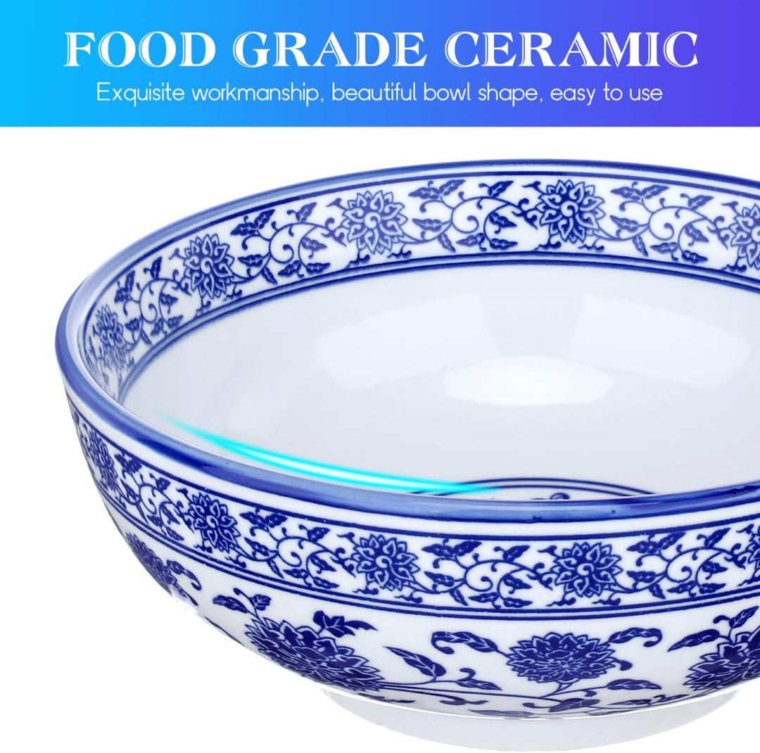 BESTonZON Keramik Suppensch¨¹ssel Nudelschale Asiatische Ramen Sch¨¹ssel Blau 8 Zoll Chinesische Sti