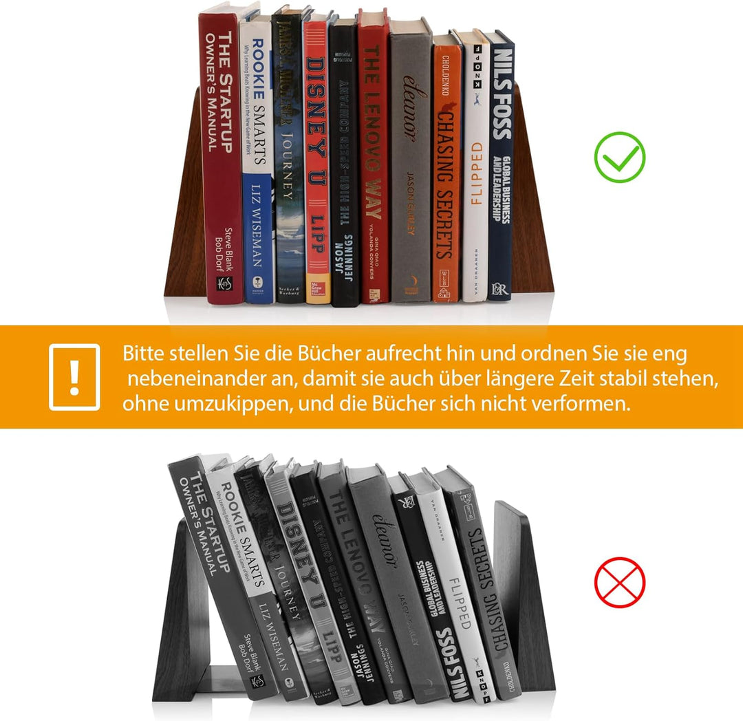 DRELIFAM Bücherstütze aus Holz Handgefertigte Buchstützen Schwer Buchstütze Holz Dekorative Bücherst