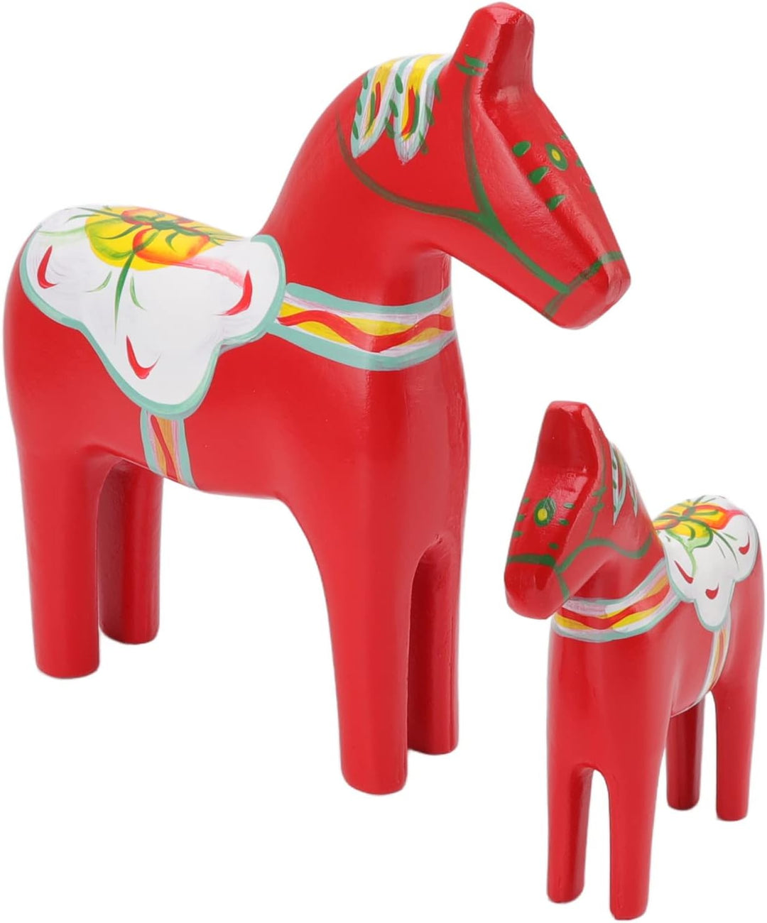 Mxzzand Schwedisches Dala-Pferd, 1 Paar schwedisches Dala-Pferd aus Holz, handgefertigtes feines Sch