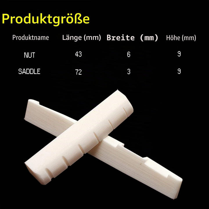 Akustikgitarre Stegpins Saitenende Knochen Sattel und Steg Abalone Ersatzteile Set (Steg und Sattel