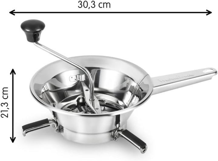 Moulinex Classic manuelle Gemüsemühle aus Edelstahl, Kleines Modell, Einfaches Mahlen, Pürees, Suppe