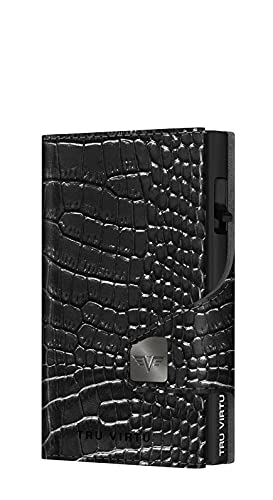 TRU VIRTU® Wallet Click & Slide Strap Edition Croco Black/Black, Croco Black/Black