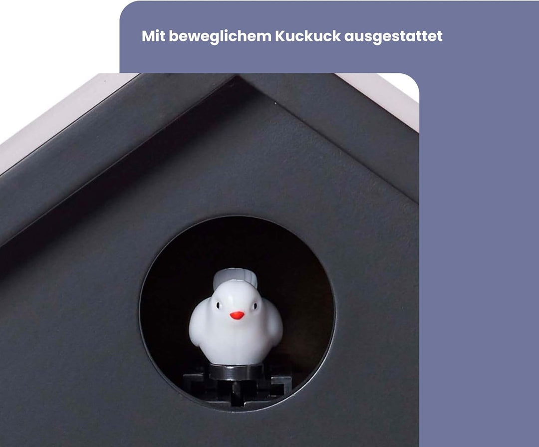 Cuco Clock Kuckucksuhr SCHWARZWALDHAUS, Pendeluhr Wanduhr, Moderne Schwarzwalduhr, 37,5× 23 × 11,4cm