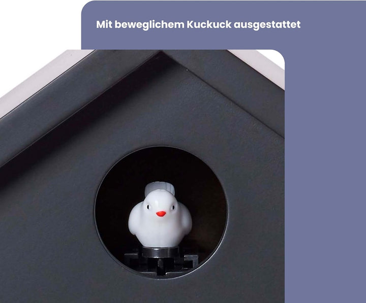 Cuco Clock Kuckucksuhr SCHWARZWALDHAUS, Pendeluhr Wanduhr, Moderne Schwarzwalduhr, 37,5× 23 × 11,4cm