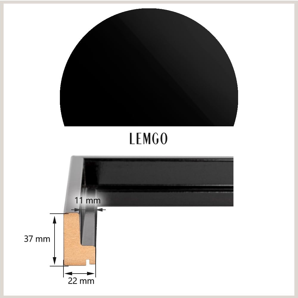 Bildershop-24 Schattenfugenrahmen Lemgo für Keilrahmenbilder und Leinwände 80x80cm Schwarz Hochglanz