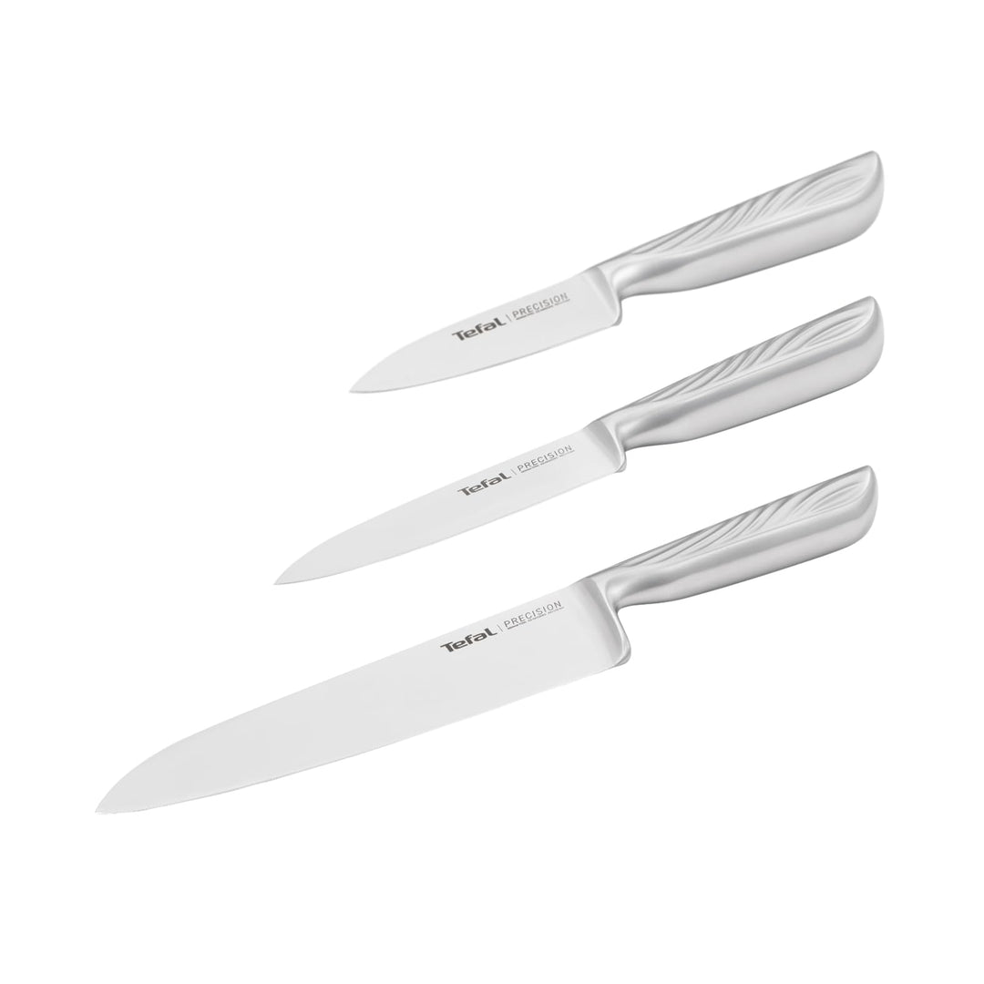 Tefal Precision 3-tlg. Messer-Set, Kochmesser 15 cm, Universalmesser 12 cm, Schälmesser 9 cm, schärf