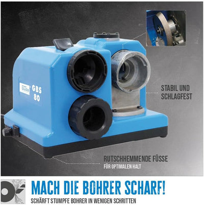 Güde Bohrerschärfgerät GBS 80 (80 W, Motordrehzahl 4200 1/min, für Spiralbohrer mit Ø 3 mm - 13 mm,