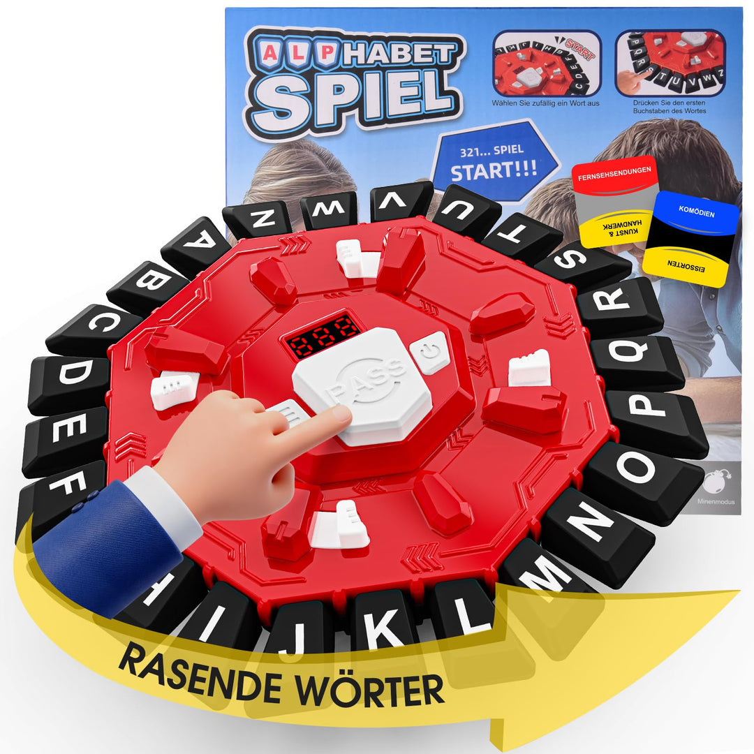 Rasende Wörter Deutsch mit 24 Tasten, Wortspiel mit Timer,Buchstabenspiel,Wörterspiel für Kinder und