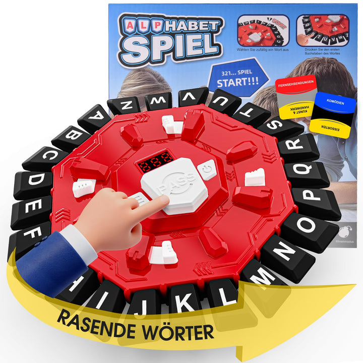 Rasende Wörter Deutsch mit 24 Tasten, Wortspiel mit Timer,Buchstabenspiel,Wörterspiel für Kinder und