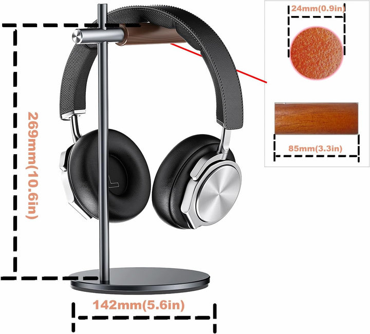 Kopfhörerständer aus Eichenholz, Headset Ständer für Schreibtisch, Universal Halterung Halter für Ai