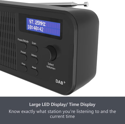 Mycket DAB/DAB+ Digital & FM Radio, Wiederaufladbarer Akku und Netzbetrieb DAB-Radios, Tragbares Dig